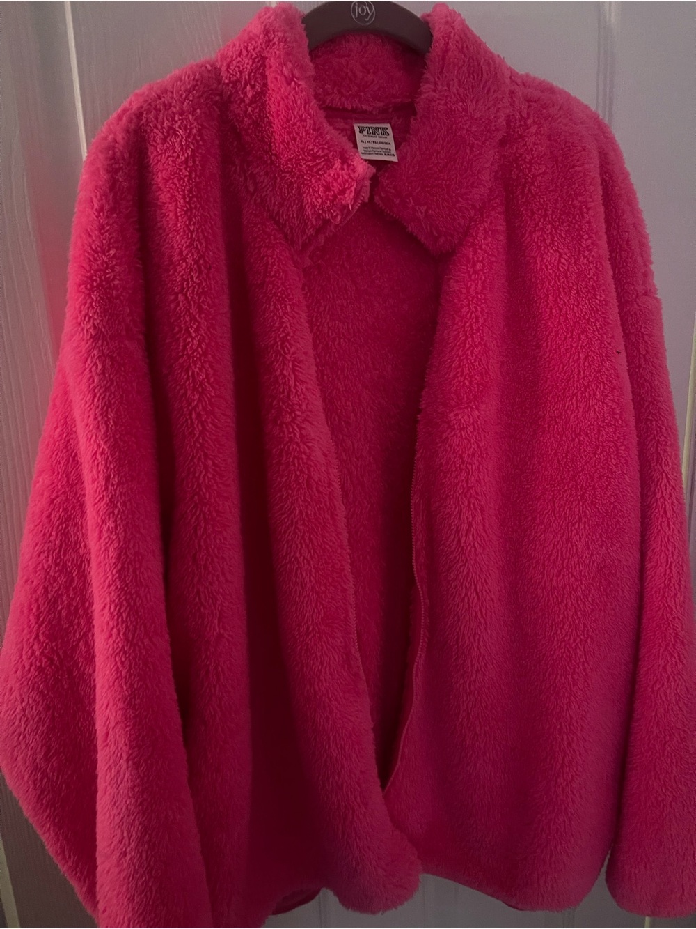 PINK Victoria's Secret Fuchsia Plush Teddy Full Zip Jacket